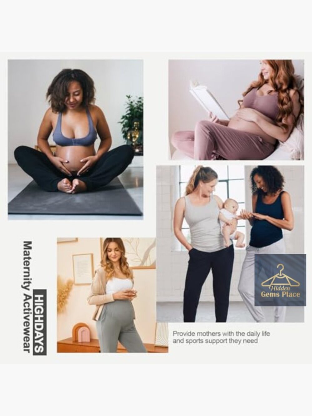 Maternity Pants with Pockets, Over Belly Joggers, Thick Pregnancy Sweatpants - Picture 5 of 7